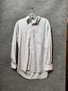 Lancetti Shirt Mens Medium Gray Pinstripe Regular Fit Dress Long Sleeve Pocket